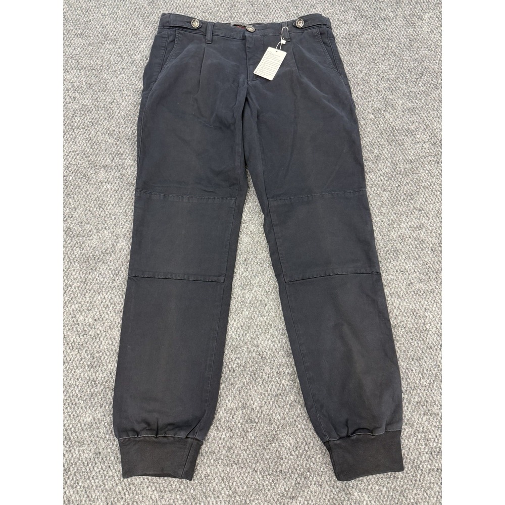 Eleventy Men's 30x30 Black Joggers Golf Pants Stretch Pleated Trousers Italy